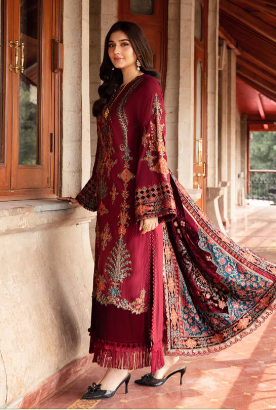 3 Piece Unstitched Embroidered Twill Linen Suit | DL-1210